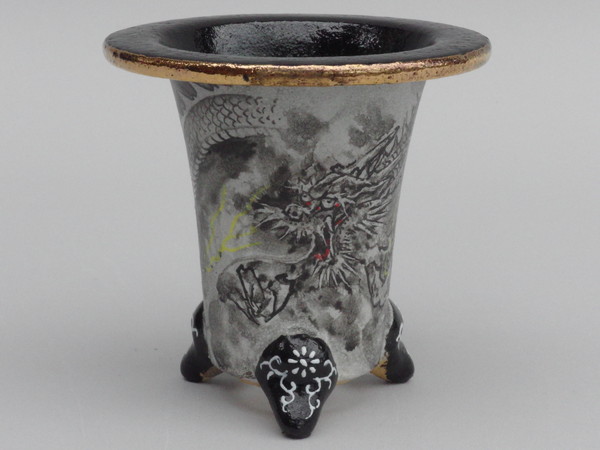 2445, 龍墨絵鉢 外径約10.8cm