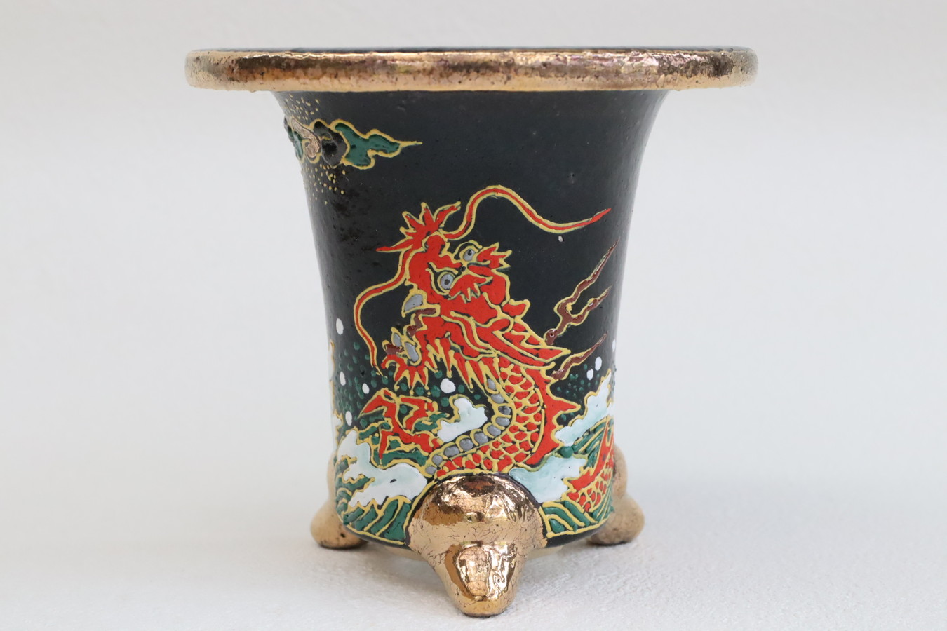 2275,赤龍　外径約10.8cm　亘サイン