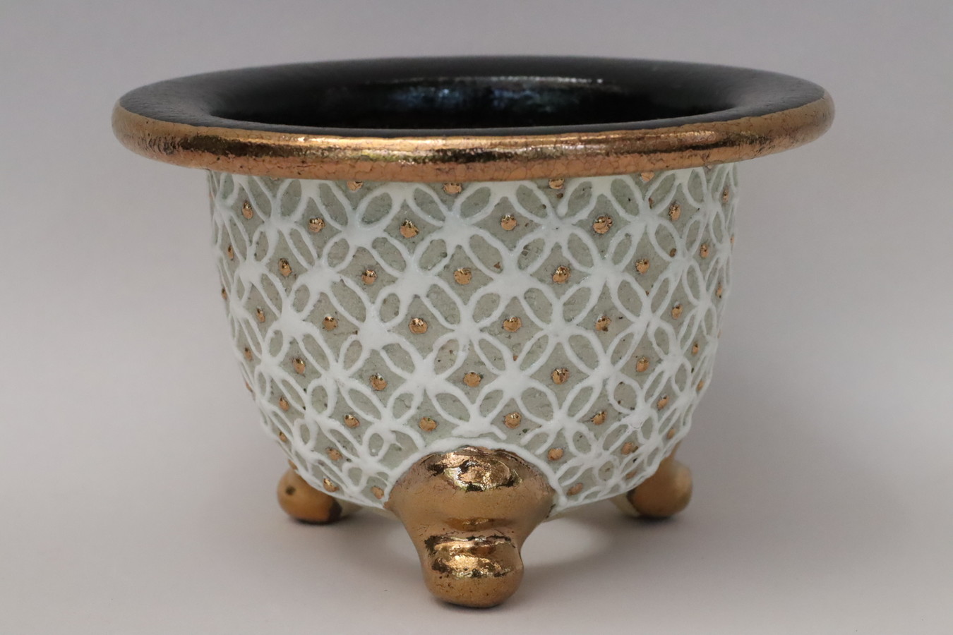 豊明園 / 4568,風蘭鉢 七宝 萬年青楽鉢 外径約13.9cm