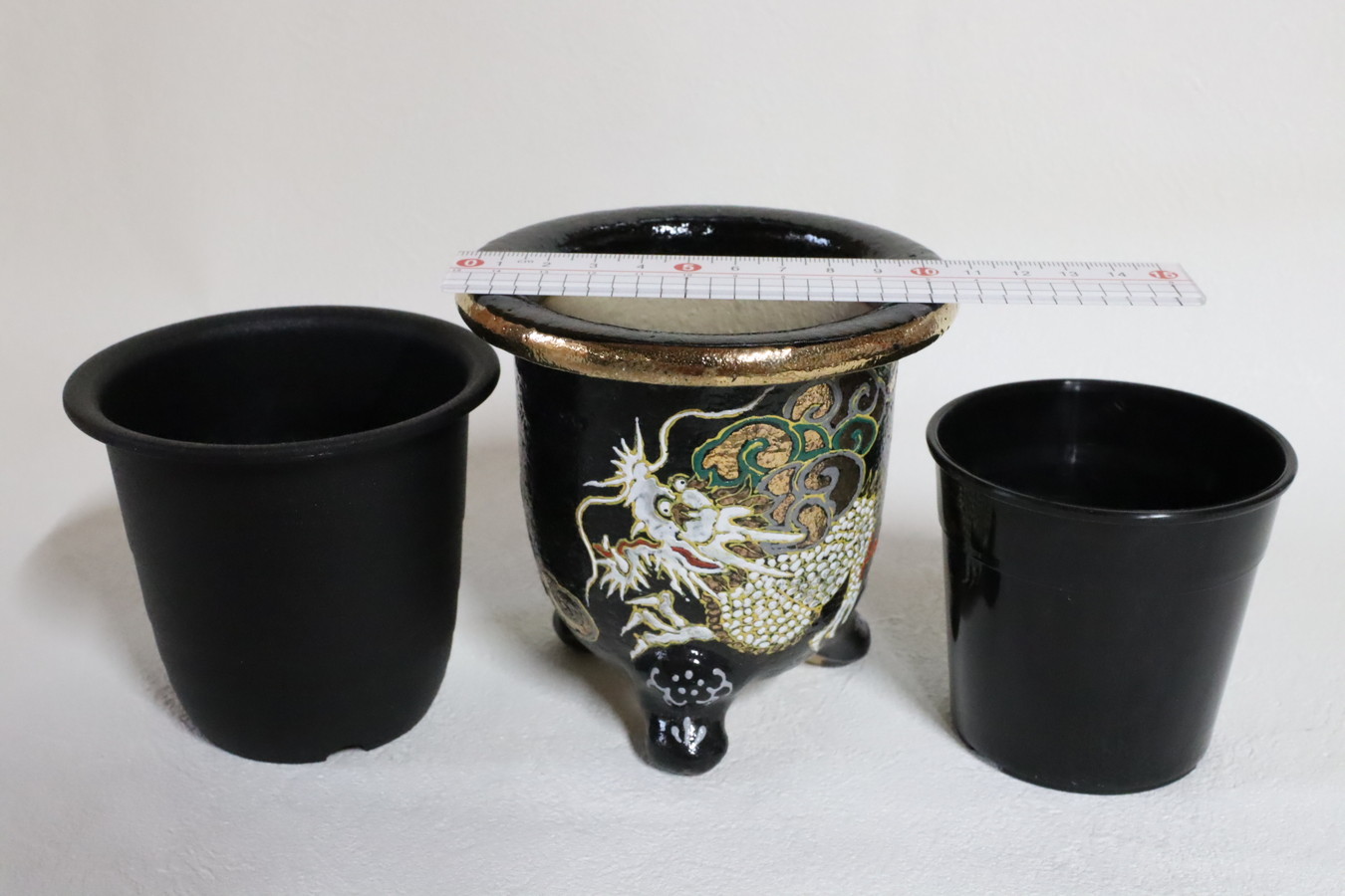 2656,カバー鉢 雲龍 外径約10.8cm 高さ約10.5cm　亘サイン　大特価！